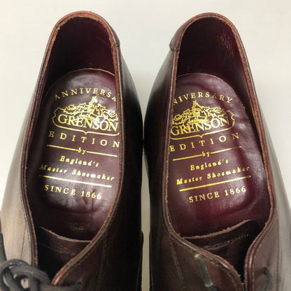 グレンソン レザーシューズ セミブローグ アニバーサリー エディション カーフ バーガンディ 7.5E メンズ GRENSON 約26.5cm【AFC1】