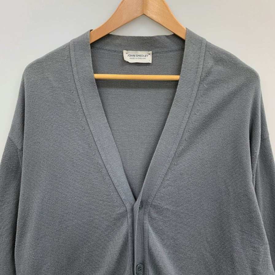 中古◆ジョンスメドレー ニットカーディガン グレー メンズ サイズL JOHN SMEDLEY 【AFB26】