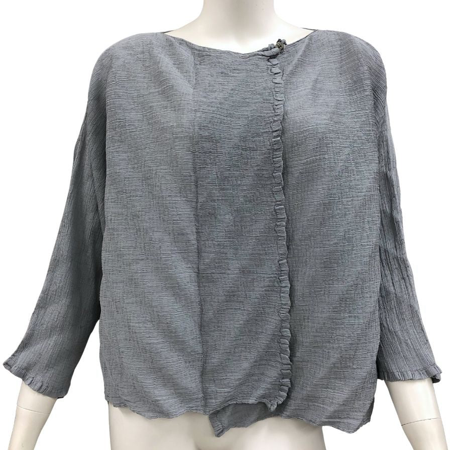 極美品◆ミー イッセイミヤケ カーディガン MI83FO282 レディース サイズ フリー グレー me ISSEY MIYAKE 【AFB14】
