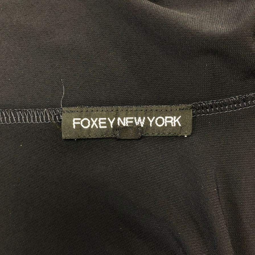 中古◆フォクシ―ニューヨーク カーディガン マットストレッチジャージー 肩パッド付 ネイビー サイズ38 FOXEY NEWYORK 【AFB34】