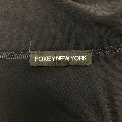 中古◆フォクシ―ニューヨーク カーディガン マットストレッチジャージー 肩パッド付 ネイビー サイズ38 FOXEY NEWYORK 【AFB34】