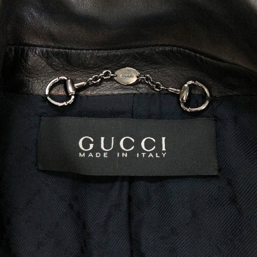 中古◆グッチ オールドグッチ 1B レザーショート丈 ジャケット イタリア製 レディース サイズ38 ブラック GUCCI 【AFG1】
