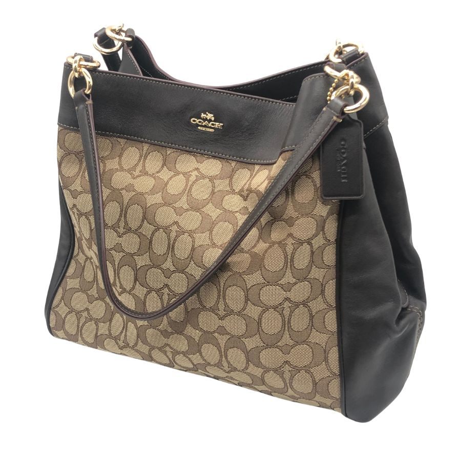 コーチ シグネチャー キャンバス×レザー ハンドバッグ トートバッグ  ゴールド金具 F57612 COACH【AFE10】