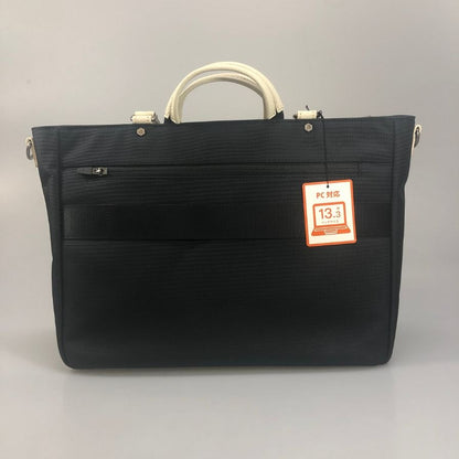 ランバン オンブルー トートバッグ ビジネス ファスナー ナイロン×レザーコンビ メンズ ネイビー×ホワイト LANVIN【AFE10】