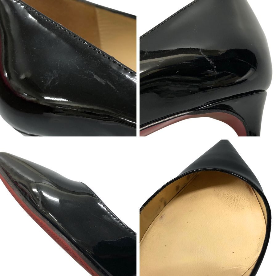 クリスチャンルブタン パンプス パテントレザー ポインテッドトゥ ブラック レディース サイズ37 Christian Louboutin 約23.5cm【AFD13】