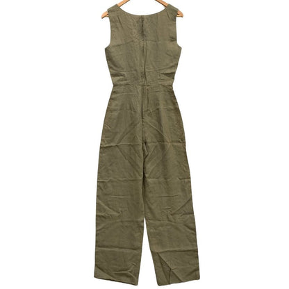 マックスマーラ オールインワン つなぎ オーバーオール リネン混 サイズ38 カーキ系 レディース MaxMara 【AFB46】