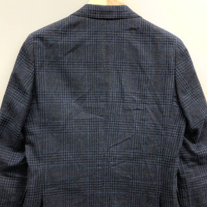 中古◆スーツセレクト リネン テーラードジャケット JSJ1950 ネイビー サイズA5 メンズ チェック コットン SUIT SELECT 【AFB33】