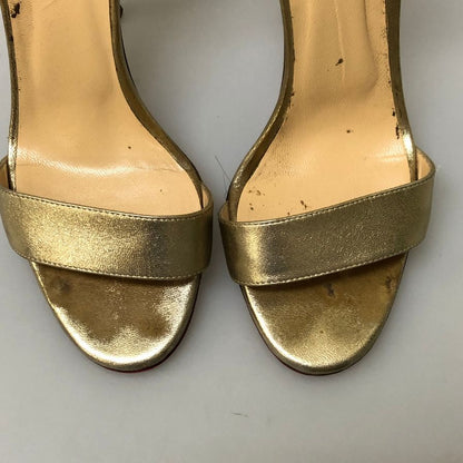 クリスチャンルブタン ヒールパンプス ハイヒール サンダル 羽 ゴールド系 サイズ37 レディース Christian Louboutin 約24.0cm【AFC29】