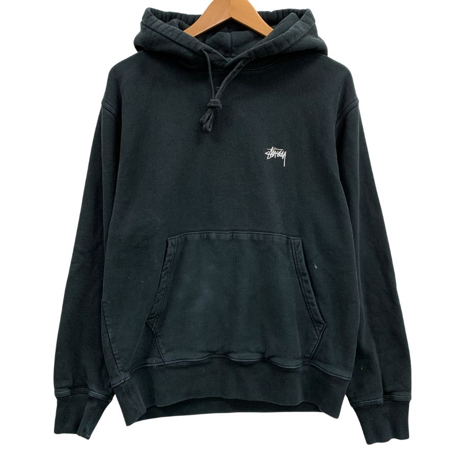 中古◆ステューシー プルオーバーパーカー ロゴ メンズ サイズS ブラック Stussy 【AFB19】
