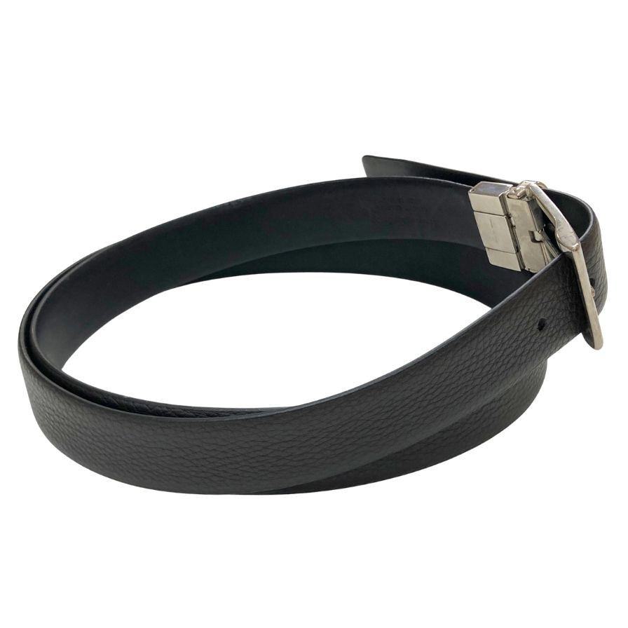 エルメネジルド ゼニア レザーベルト 本革 バックル ブラック シルバー Ermenegildo Zegna【AFI4】