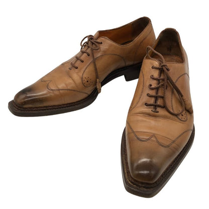 サントーニ ウイングチップ 6389 カーフ グッドイヤーアルタッコ製法 ライトブラウン サイズUK5.5 メンズ Santoni 約24.5cm【AFC46】