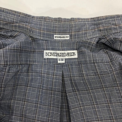 美品◆インディビジュアライズドシャツ 長袖シャツ ボタンダウン チェック グレー メンズ サイズ15-32 INDIVIDUALIZED SHIRTS 【AFB51】