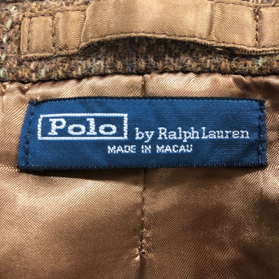 美品◆ポロラルフローレン ツイードジャケット ブラウン  胡桃釦 肘革 エルボパッチ メンズ サイズ40R POLO RALPHLAUREN 【AFB9】