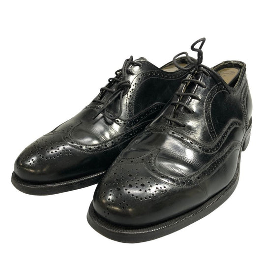 フローシャイム デザイナー コレクション ウィングチップ 青窓枠 ブラック メンズ サイズ7.5D FLORSHEIM ビジネスシューズ 約25.5cm【LA】【中古】