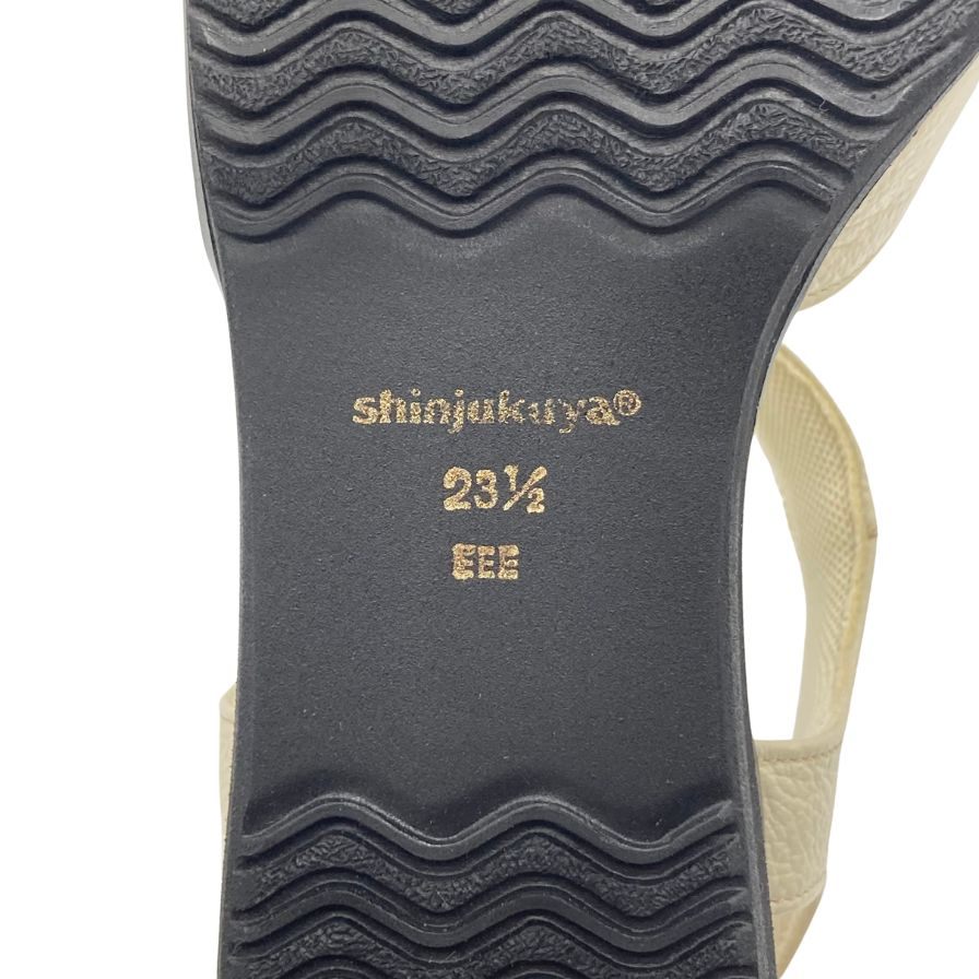 新宿屋 レザースサンダル レザー×パイソン 4500-545 23.5cm レディース アイボリー shinjukuya 約23.5cm【7-7】