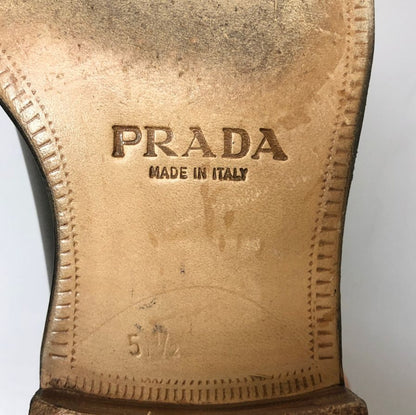 プラダ レザーシューズ プレーントゥ 本革 ブラック メンズ サイズ5.5 PRADA 約24.5cm【AFC30】