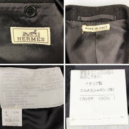 中古◆エルメス テーラード 3B ジャケット 国内正規 カシミア100% メンズ サイズ48 ブラウン HERMES 【AFB38】