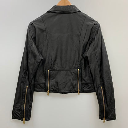 美品◆マークバイマークジェイコブス レザー ジャケット ゴールド金具 ショート丈  ラム革 レディース サイズXS ブラック MARC by MARC JACOBS 【AFB26】