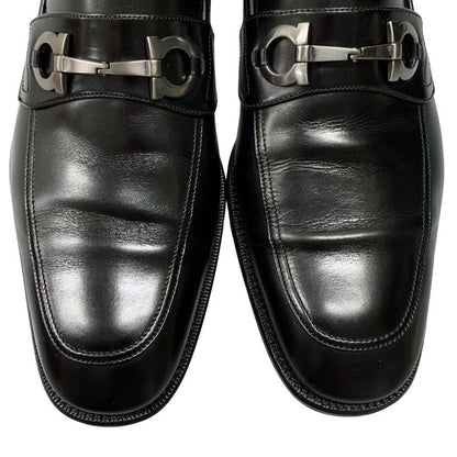 サルヴァトーレフェラガモ ローファー ガンチーニ ビット レザー ブラック メンズ サイズ7.5 Salvatore Ferragamo 約26.0cm【AFD5】