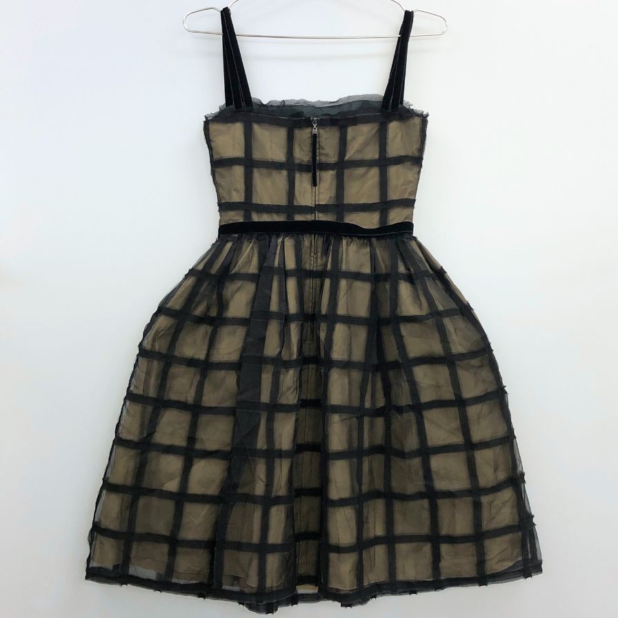 中古◆フォクシー ブティック ドレス シアー ウエストリボン シルク 33699  レディース サイズ38 ブラック FOXEY BOUTIQUE 【AFB44】