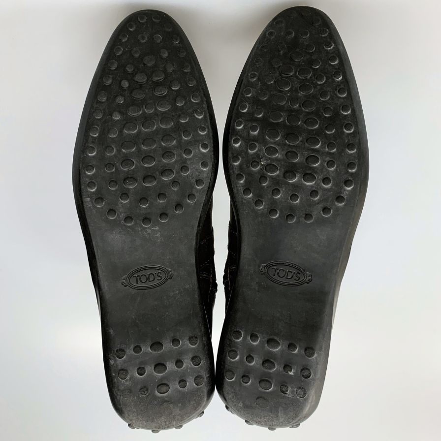 トッズ ドライビングブーツ ロングブーツ カーキ レディース サイズ38 TOD'S 約24.5cm【AFI30】