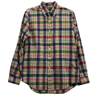 中古◆ラルフローレン ボタンダウンシャツ 90S オールド チェック メンズ サイズM Ralph Lauren 【AFB46】
