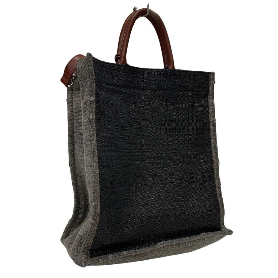 ディーゼル トートバッグ 2way ショルダー プリント キャンバス ブラック グレー DIESEL VENEZIA【AFE10】