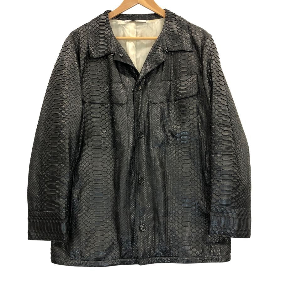 中古■イヴサンローラン パイソン 5Bレザージャケット メンズ サイズ52 ブラック YVES SAINT LAURENT 【AFA17】