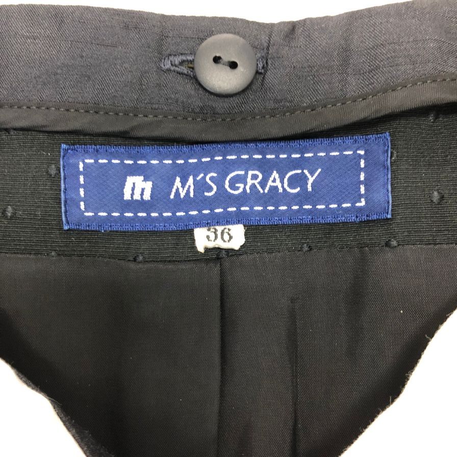 極美品◆エムズグレイシー ノースリーブワンピース 襟付き ブラック レディース サイズ36 M'S GRACY 【AFB37】