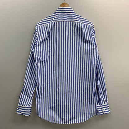 美品◆ラルフローレン シャツ パープルレーベル ロゴ刺繍 ストライプ コットン ブルー系 メンズ サイズ165/88A RALPH LAUREN 【AFB11】