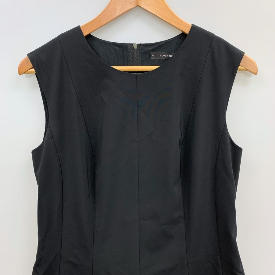 美品◆フォクシー ワンピース ロング ノースリーブ ポリエステル 27907 ブラック レディース サイズ40 FOXEY 【AFB8】