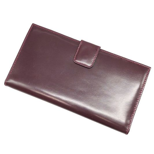 オールドグッチ フラップ付き二つ折り長財布 ボルドー レザー GUCCI【AFI19】