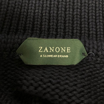 美品◆ザノーネ ニット 厚手 襟付き メンズ ネイビー サイズ50 ZANONE 【AFB28】