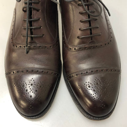 グレンソン レザーシューズ セミブローグ アニバーサリー エディション カーフ バーガンディ 7.5E メンズ GRENSON 約26.5cm【AFC1】