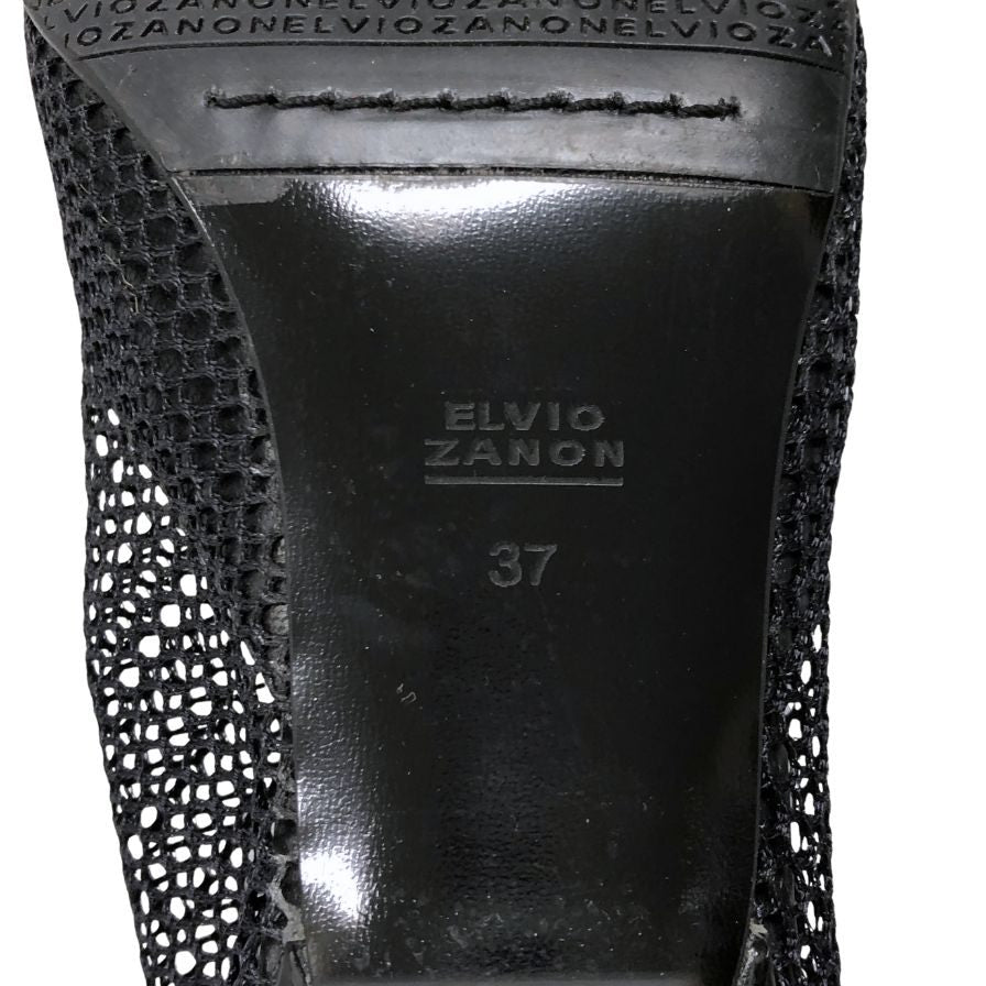 エルビオザノン メッシュ パンプス ショート ブーティ レディース サイズ37 ブラック ELVIO ZANON 約23.5cm【AFC42】