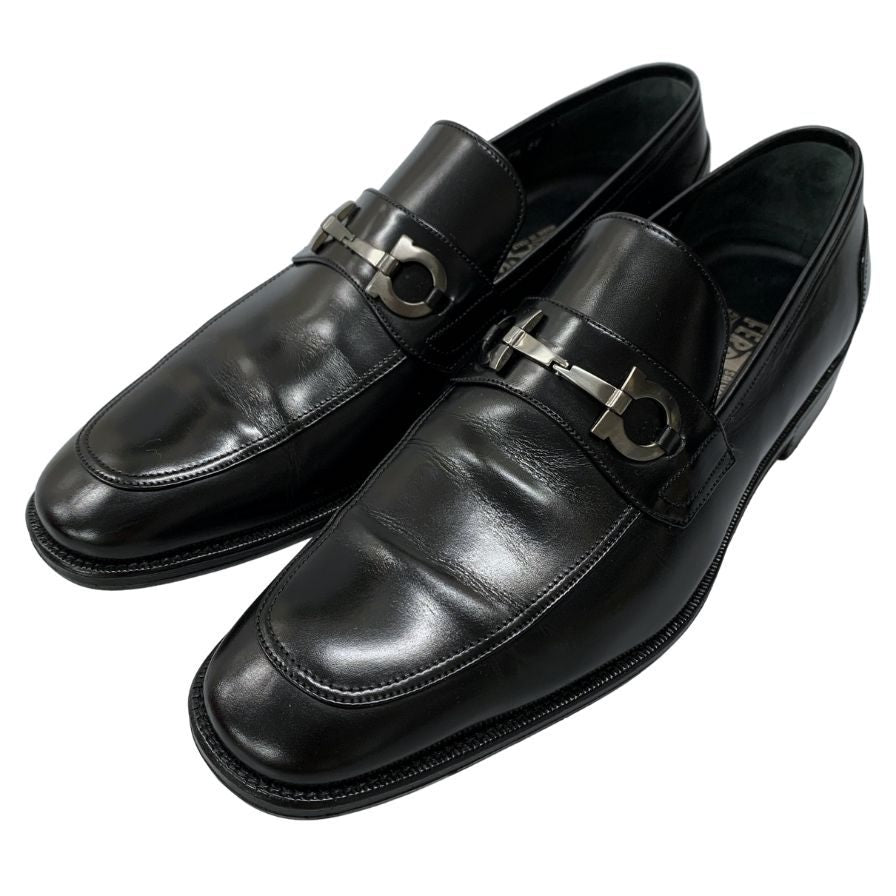 サルヴァトーレフェラガモ ローファー ガンチーニ ビット レザー ブラック メンズ サイズ7.5 Salvatore Ferragamo 約26.0cm【AFD5】