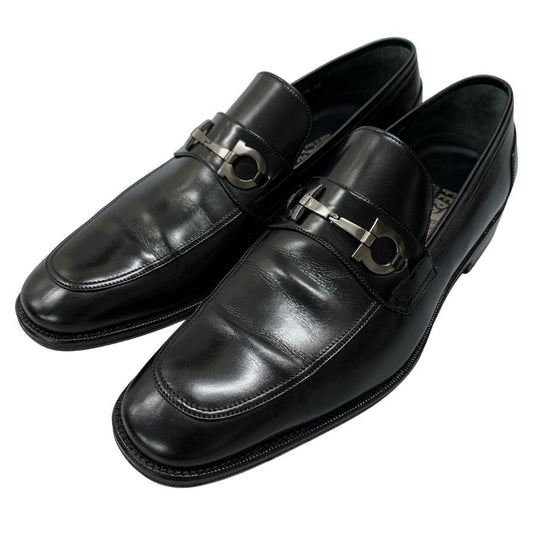 サルヴァトーレフェラガモ ローファー ガンチーニ ビット レザー ブラック メンズ サイズ7.5 Salvatore Ferragamo 約26.0cm【AFD5】