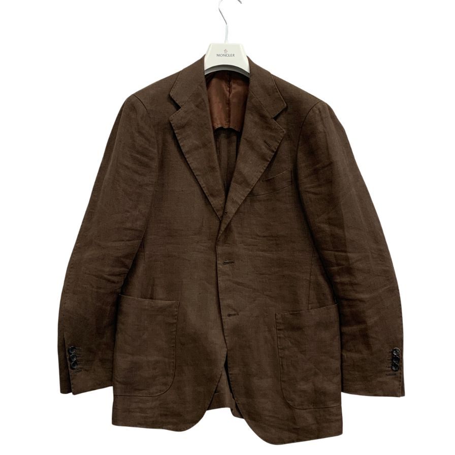 美品◆ビームス  Fオリジナル リネン ダブルブレスト ジャケット メンズ サイズ 46 ブラウン系 BEAMS 【AFB23】
