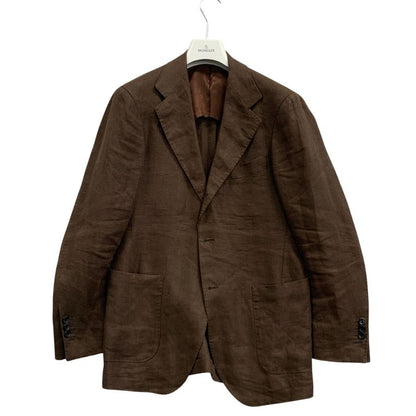 美品◆ビームス  Fオリジナル リネン ダブルブレスト ジャケット メンズ サイズ 46 ブラウン系 BEAMS 【AFB23】