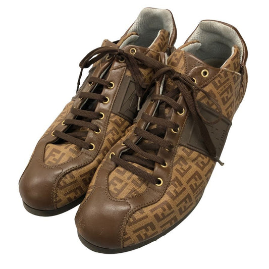 フェンディ ズッカ柄 スニーカー メンズ サイズ42 ブラウン FENDI 約27.0cm【AFC29】