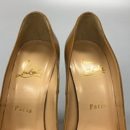 ルブタン ラウンドトゥ ハイヒール パテントレザー ベージュ サイズ35 Christian Louboutin 約22.5cm【AFD2】