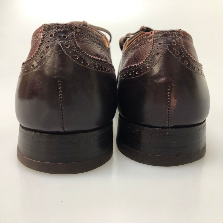 フローシャイム レザーシューズ メダリオン オーストリッチ コンビ ブラウン メンズ サイズ8 FLORSHEIM 約26.0cm【AFC32】