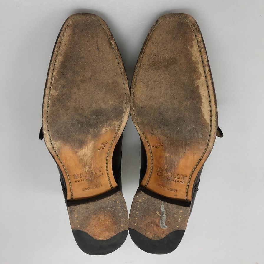 バリー ダブルモンクシューズ SCARDINO グッドイヤー製法 ダークブラウン メンズ サイズUS7 BALLY 約25.0cm【AFC36】