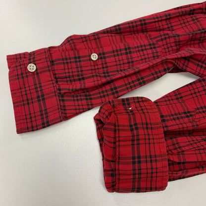 美品◆ラルフローレン ボタンダウンシャツ 90S オールド チェック レッド メンズ サイズM Ralph Lauren 【AFB7】