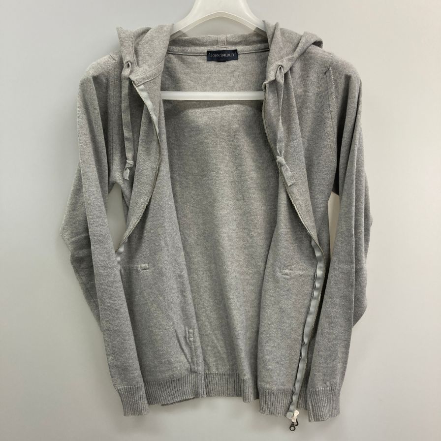 中古◆ジョンスメドレー ダブルジップ コットン パーカー イングランド製 メンズ  サイズS グレー JOHN SMEDLEY 【AFB46】