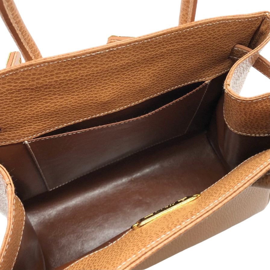 ローマ イタリー レディース レザーハンドバッグ ケリー風 ブラウン ROMA ITALY【AFE8】