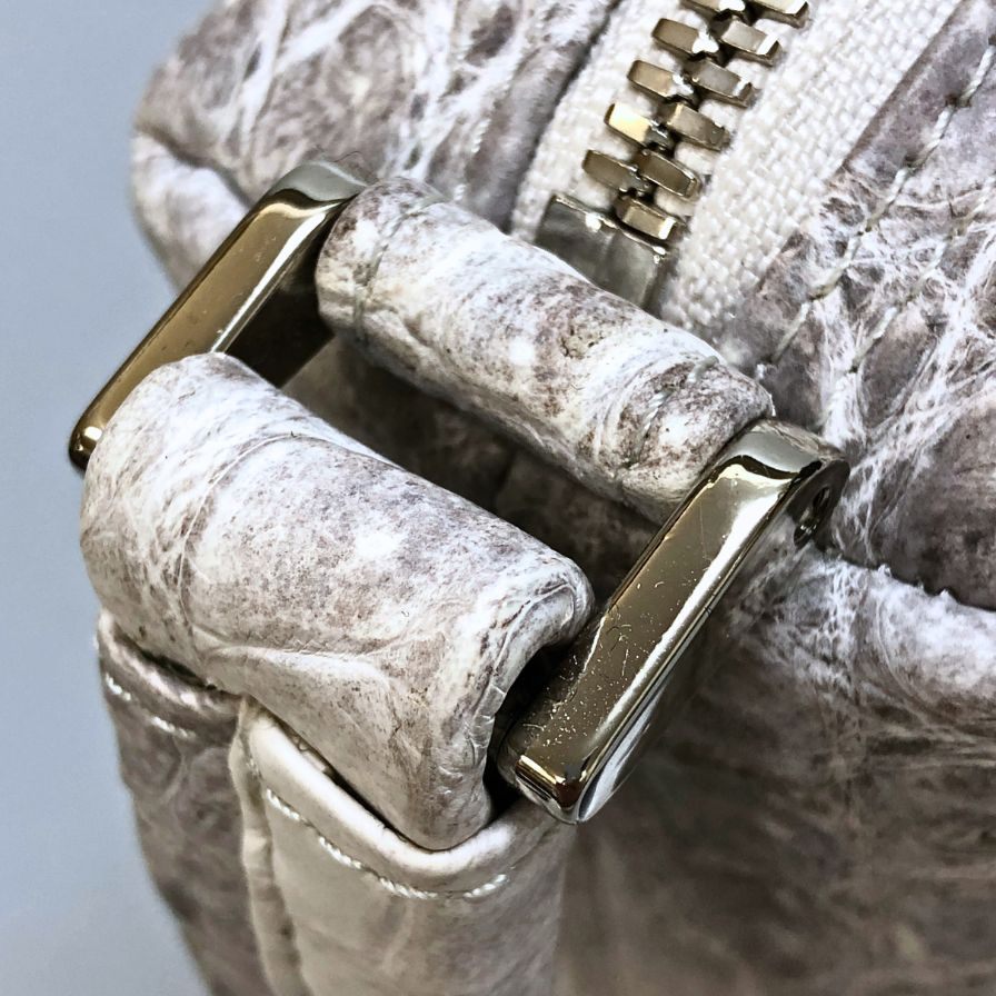 ノーブランド クラッチバッグ JRA鑑定品 クロコダイル レザー 手持ち セカンド グレー【AFE3】