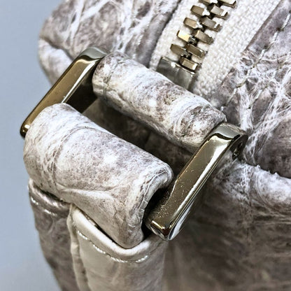 ノーブランド クラッチバッグ JRA鑑定品 クロコダイル レザー 手持ち セカンド グレー【AFE3】