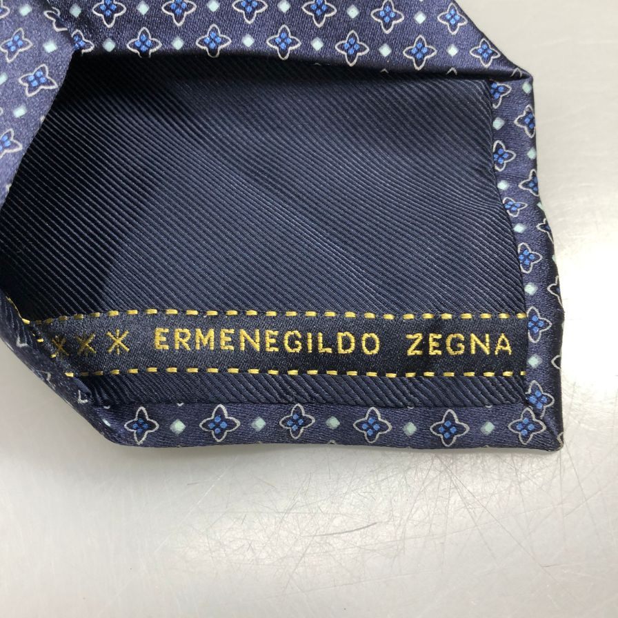 エルメネジルド ゼニア ネクタイ 100%シルク ネイビー Ermenegildo Zegna【AFB50】