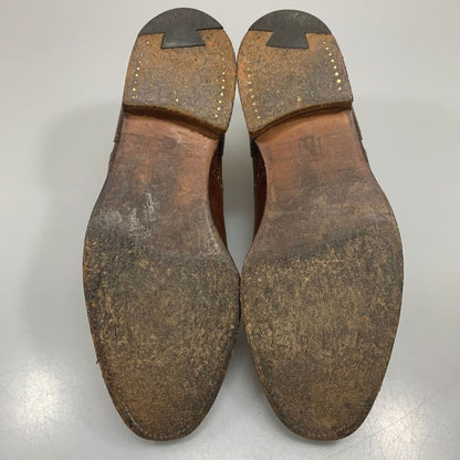 ニュー&リングウッド レザーシューズ パンチドキャップトゥ レザー カーフ ブラウン 7E New&Lingwood 約25.5cm【AFC4】